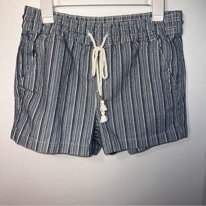LOFT Navy Striped High Waist Shorts